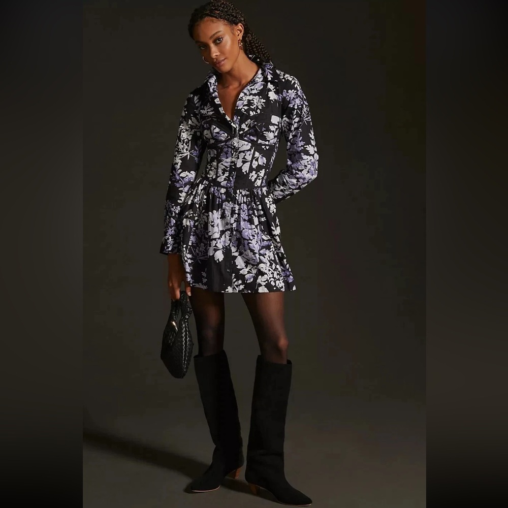NWOT Anthropologie Floral Corset Shirt Dress